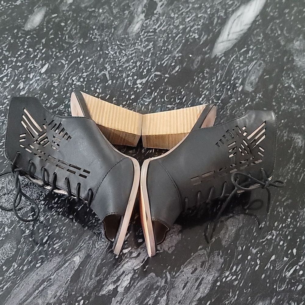 Restricted Open-Toe Lace Up Block Heel Ankle Boot… - image 6